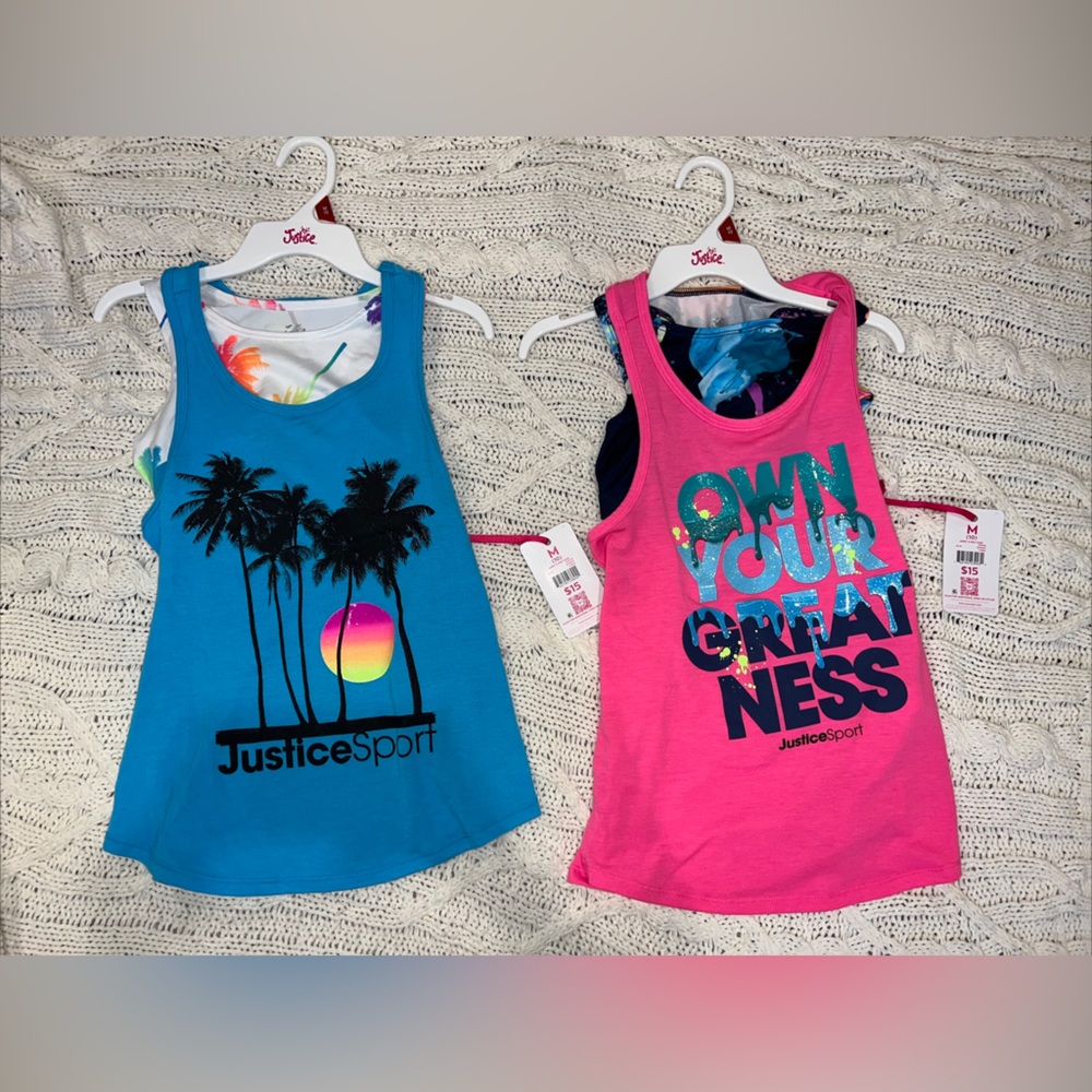 Bundle of 2 girls 2 piece relaxed tank with matching sports bra size M (10) NWT